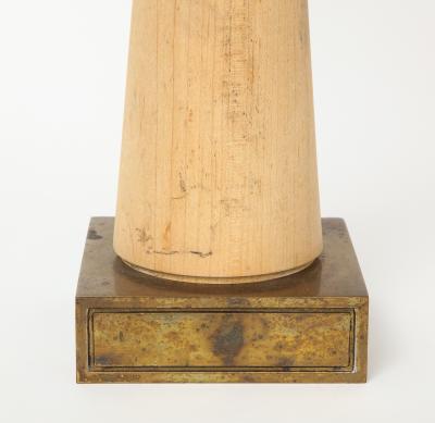 Tommi Parzinger Wood and Patinated Brass Table Lamp by Tommi Parzinger for Stiffel