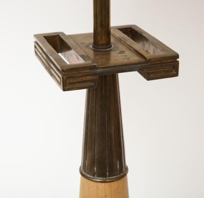 Tommi Parzinger Wood and Patinated Brass Table Lamp by Tommi Parzinger for Stiffel