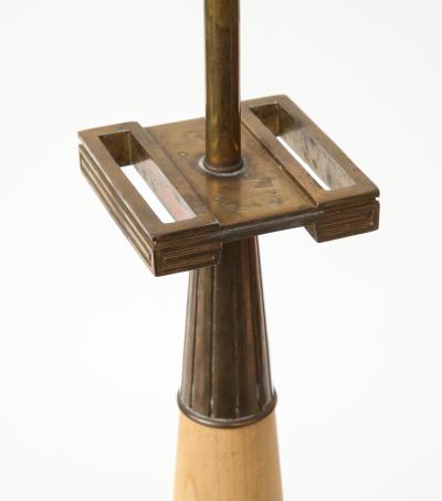 Tommi Parzinger Wood and Patinated Brass Table Lamp by Tommi Parzinger for Stiffel