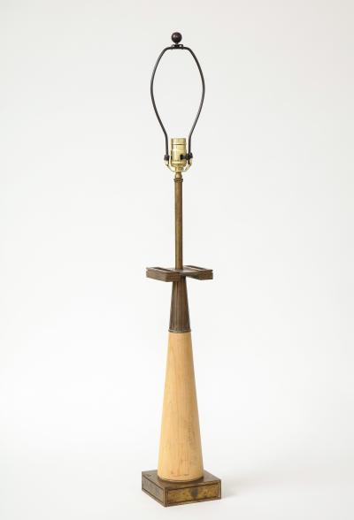 Tommi Parzinger Wood and Patinated Brass Table Lamp by Tommi Parzinger for Stiffel