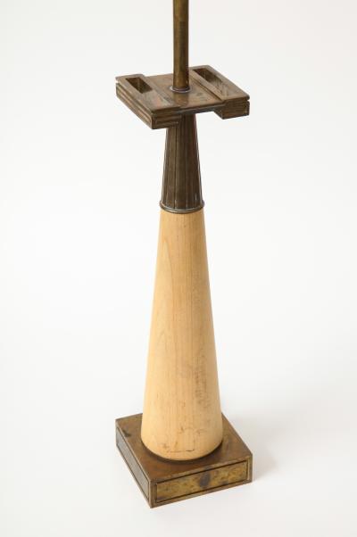 Tommi Parzinger Wood and Patinated Brass Table Lamp by Tommi Parzinger for Stiffel