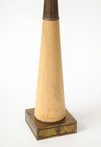 Tommi Parzinger Wood and Patinated Brass Table Lamp by Tommi Parzinger for Stiffel