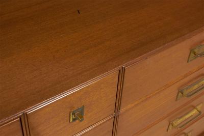 Tommi Parzinger for Charak American Mid Century Walnut and Brass Twelve Drawer C