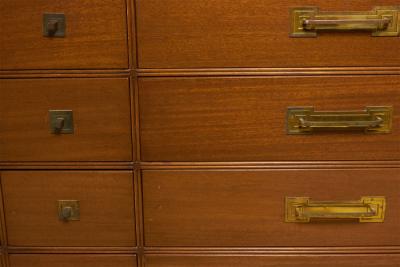 Tommi Parzinger for Charak American Mid Century Walnut and Brass Twelve Drawer C