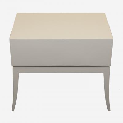 Tommin Parzinger for Charak White Lacquered Bedside Table