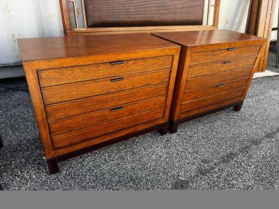 Tommy Bahama Pair of Tommy Bahama Walnut Ocean Club Coral 3 Drawer Nightstands