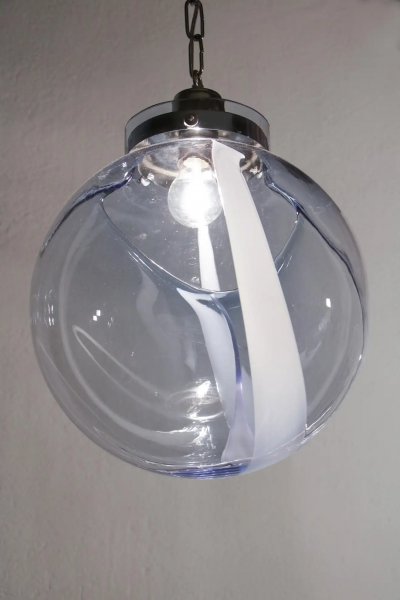 Toni Zuccheri Italian Mid Century Murano Ball Glass Pendant Lamp by Toni Zuccheri 1960s