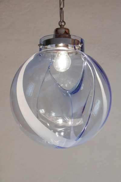 Toni Zuccheri Italian Mid Century Murano Ball Glass Pendant Lamp by Toni Zuccheri 1960s