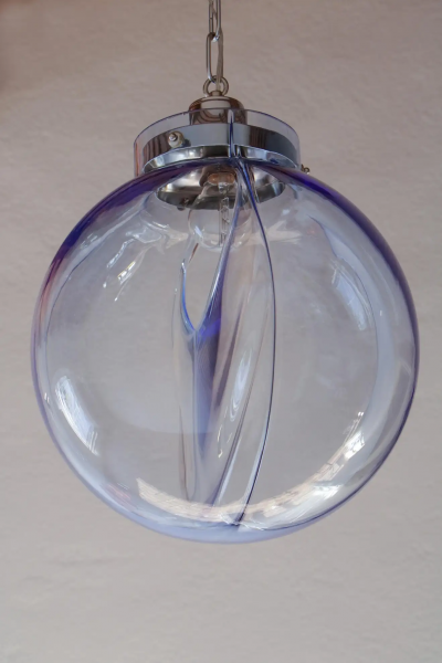 Toni Zuccheri Italian Mid Century Murano Ball Glass Pendant Lamp by Toni Zuccheri 1960s