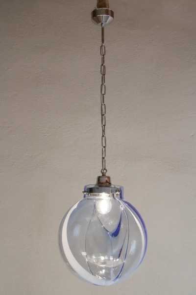 Toni Zuccheri Italian Mid Century Murano Ball Glass Pendant Lamp by Toni Zuccheri 1960s