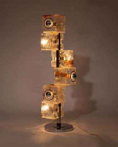 Toni Zuccheri Mid Century Murano Glass Cube Floor Lamp Toni Zuccheri VeArt Italy 1970s