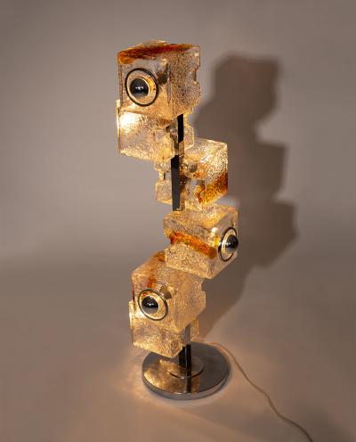 Toni Zuccheri Mid Century Murano Glass Cube Floor Lamp Toni Zuccheri VeArt Italy 1970s