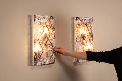 Toni Zuccheri Pair of Large Wall Appliques in Murano Glass by Toni Zuccheri Italy 1970s