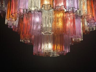 Toni Zuccheri Pair of Midcentury Multicoloured Murano Glass Chandelier by Zuccheri for Venini