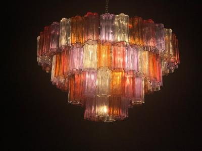 Toni Zuccheri Pair of Midcentury Multicoloured Murano Glass Chandelier by Zuccheri for Venini
