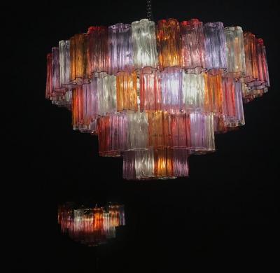 Toni Zuccheri Pair of Midcentury Multicoloured Murano Glass Chandelier by Zuccheri for Venini