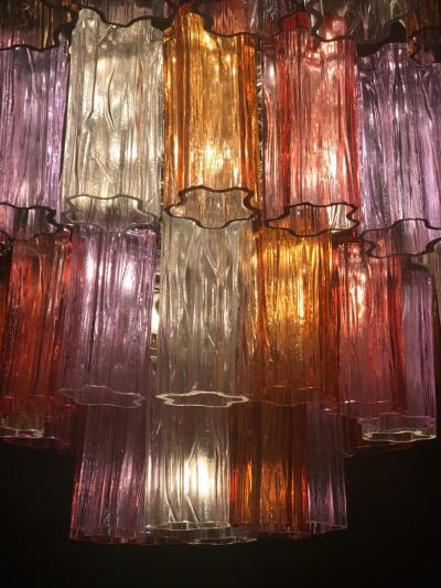 Toni Zuccheri Pair of Midcentury Multicoloured Murano Glass Chandelier by Zuccheri for Venini