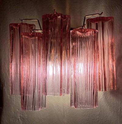 Toni Zuccheri Pair of Midcentury Pink Murano Glass Scones by Tony Zuccheri for Venini