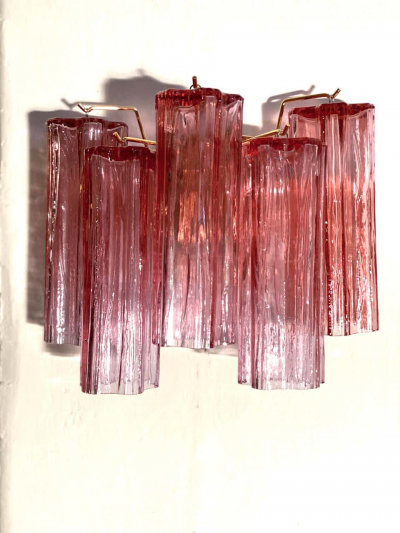 Toni Zuccheri Pair of Midcentury Pink Murano Glass Scones by Tony Zuccheri for Venini