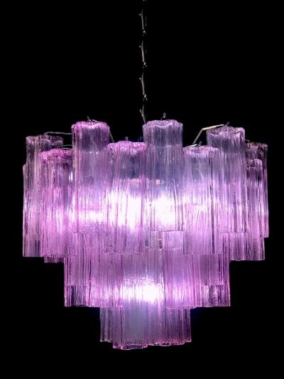 Toni Zuccheri Pair of Pink Tronchi Murano Glass Chandelier by Toni Zuccheri for Venini 1970s