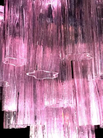 Toni Zuccheri Pair of Pink Tronchi Murano Glass Chandelier by Toni Zuccheri for Venini 1970s