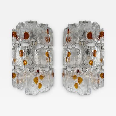 Toni Zuccheri Pair of Sconces Murano Glass by Toni Zuccheri for Mazzega Italy 1970s