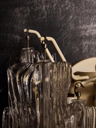 Toni Zuccheri Pair of Toni Zuccheri for Venini Murano Eliche Glass Wall Sconces