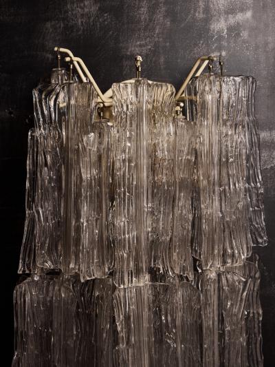 Toni Zuccheri Pair of Toni Zuccheri for Venini Murano Eliche Glass Wall Sconces