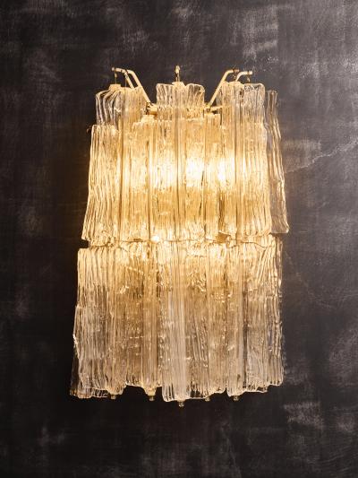 Toni Zuccheri Pair of Toni Zuccheri for Venini Murano Eliche Glass Wall Sconces