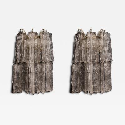Toni Zuccheri Pair of Toni Zuccheri for Venini Murano Eliche Glass Wall Sconces
