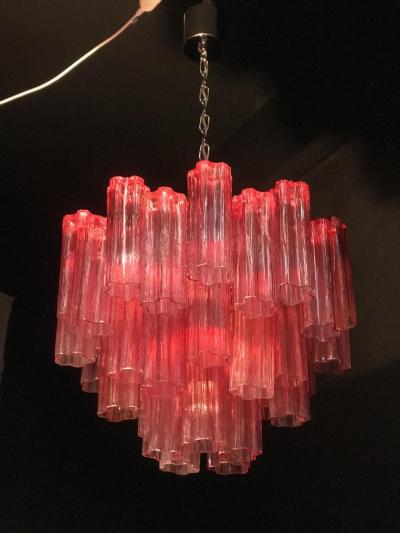 Toni Zuccheri Red Coral Murano Glass Tronchi Chandelier 1970