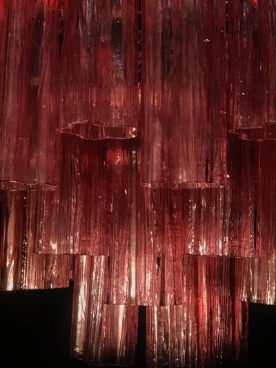 Toni Zuccheri Red Coral Murano Glass Tronchi Chandelier 1970
