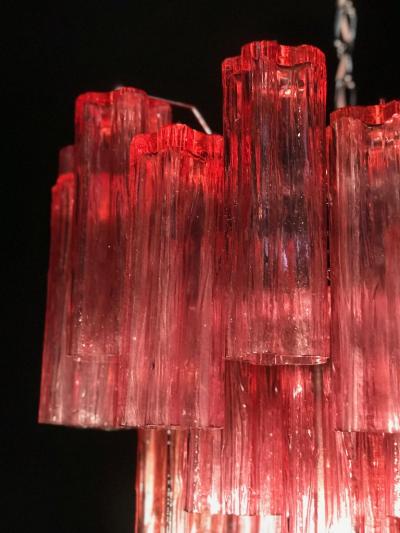 Toni Zuccheri Red Coral Murano Glass Tronchi Chandelier 1970