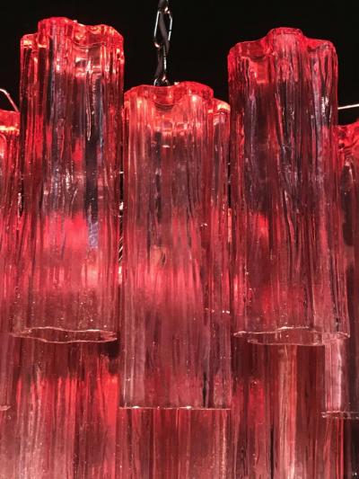 Toni Zuccheri Red Coral Murano Glass Tronchi Chandelier 1970