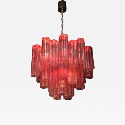 Toni Zuccheri Red Coral Murano Glass Tronchi Chandelier 1970
