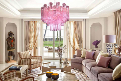 Toni Zuccheri Three Pink Tronchi Murano Glass Chandelier by Toni Zuccheri for Venini 1970s