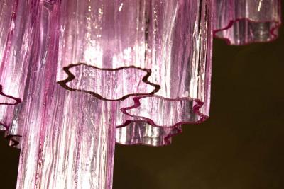 Toni Zuccheri Three Pink Tronchi Murano Glass Chandelier by Toni Zuccheri for Venini 1970s