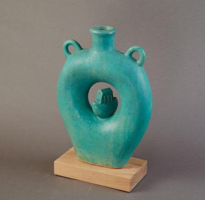 Tonino Negri Tonino Negri Amphora Shaped Vessel Sculpture in Rich Colored Glaze Italy 2020