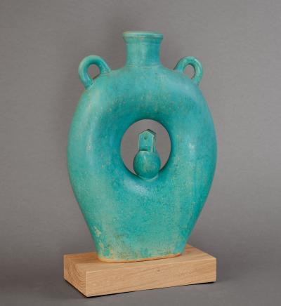 Tonino Negri Tonino Negri Amphora Shaped Vessel Sculpture in Rich Colored Glaze Italy 2020