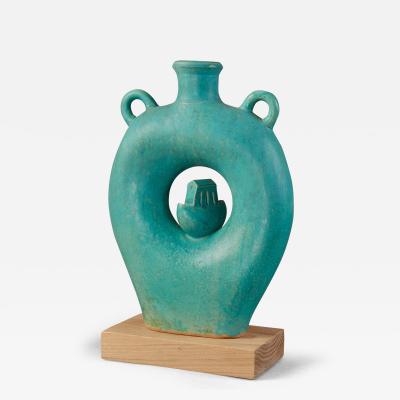 Tonino Negri Tonino Negri Amphora Shaped Vessel Sculpture in Rich Colored Glaze Italy 2020