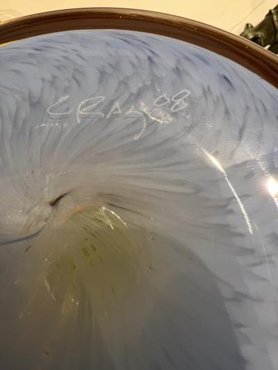 Tony Cray Pair of Glass Candlesticks by Tony Cray