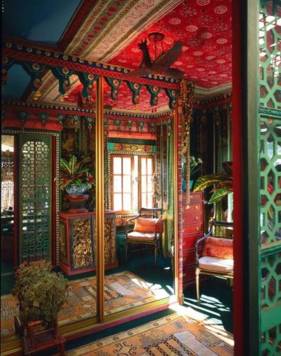 Tony Duquette Chinese Lacquer and Bronze Table Green Dragon Vase the Style of Tony Duquette