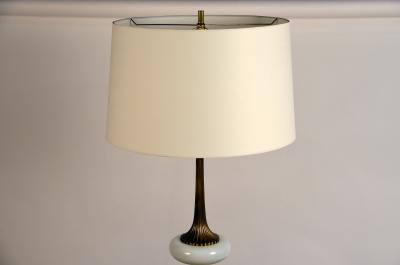 Tony Duquette Elegant Gilt Bronze and Opaline Tassel Lamp in the Style of Tony Duquette