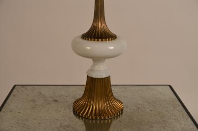 Tony Duquette Elegant Gilt Bronze and Opaline Tassel Lamp in the Style of Tony Duquette