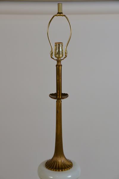 Tony Duquette Elegant Gilt Bronze and Opaline Tassel Lamp in the Style of Tony Duquette