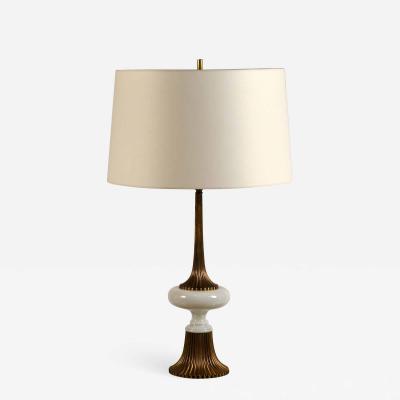 Tony Duquette Elegant Gilt Bronze and Opaline Tassel Lamp in the Style of Tony Duquette