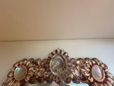 Tony Duquette French Modern Seashell Amethyst And Rock Crystal Mirror