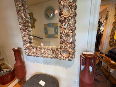 Tony Duquette French Modern Seashell Amethyst And Rock Crystal Mirror