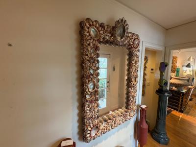 Tony Duquette French Modern Seashell Amethyst And Rock Crystal Mirror