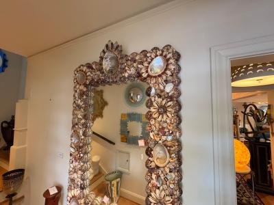 Tony Duquette French Modern Seashell Amethyst And Rock Crystal Mirror